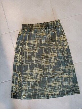 Gorgeous Messini Long Skirt Dark Green Gold Elastic Professional Comfy Size M